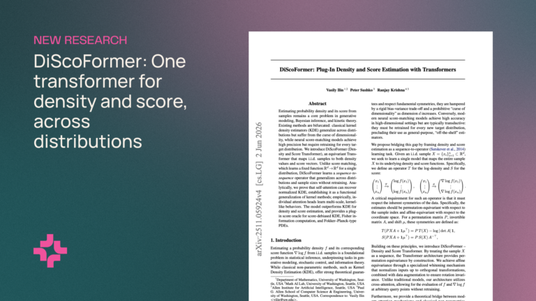 One transformer for density and score, across distributions